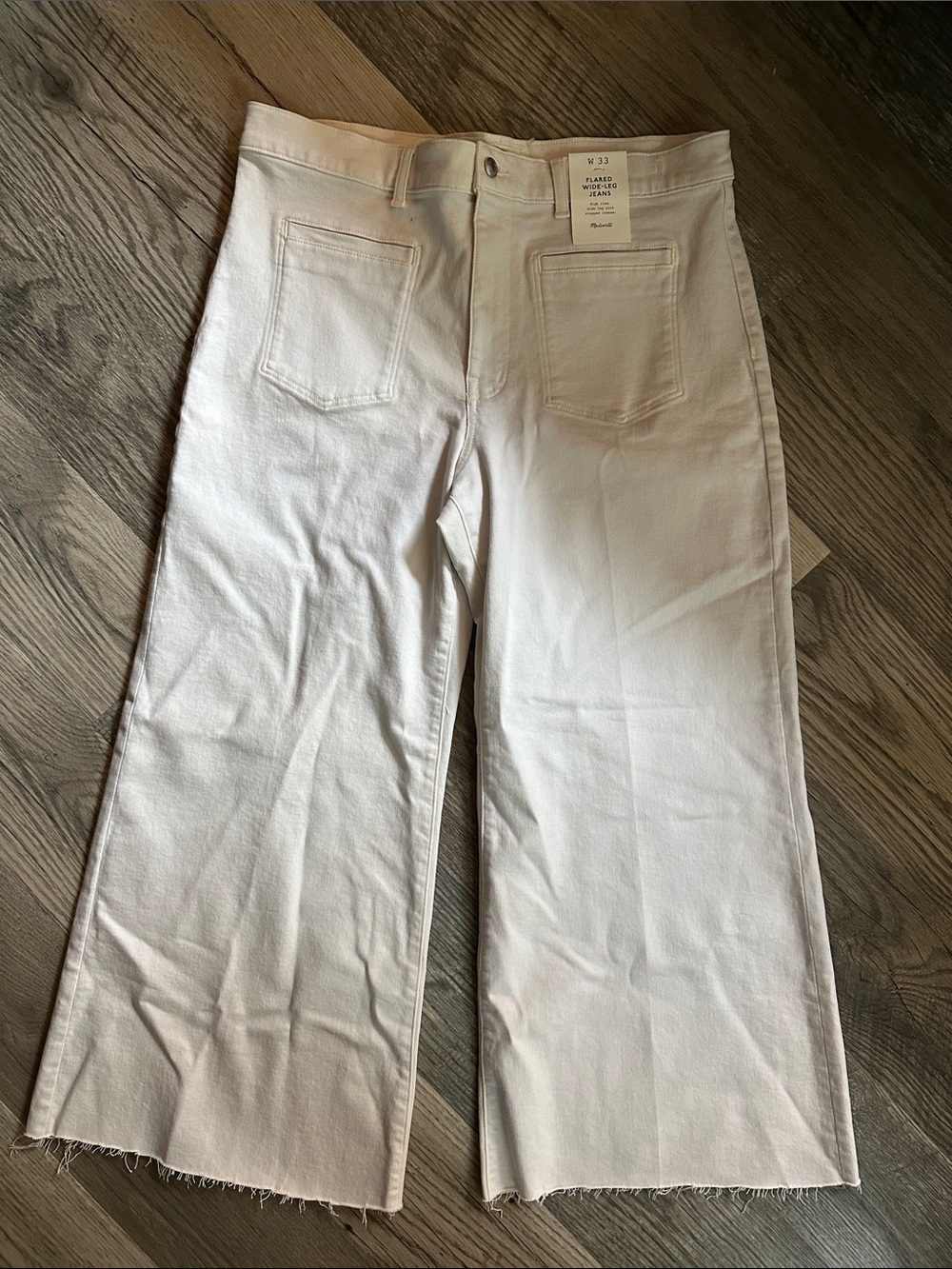 Madewell NWT flared crop Wide-Leg High-Rise Jeans vintage ivory women’s size 33 - Picture 3 of 14